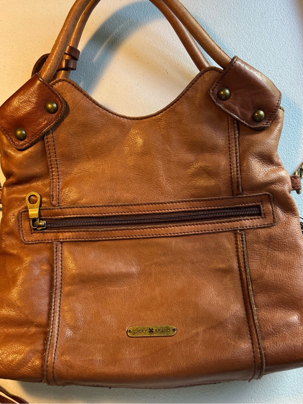 Lucky Brand Logan Leather Crossbody Bag Brown